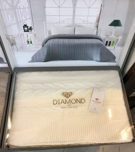 Плед В'язаний Diamond New Mora Drak Cream, без наволочок, 220х240 см