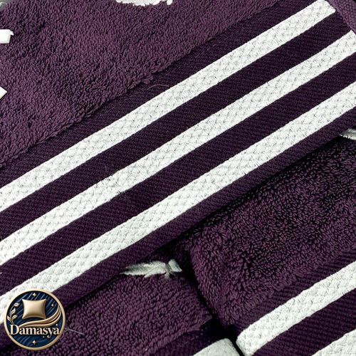 Комплект Полотенец Maison D`or Delon Bordo, Фиолетовый, 100% Хлопок, С вышивкой, Фирменная упаковка, Сет 3шт: 70х140см; 50х100см; 30х50см, Турция
