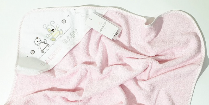 Детское Полотенце Уголок Maison D`or Lamite Pink, Розовый, 76х76 см, Хлопок, Махровый, С вышивкой, Фирменная упаковка, Турция