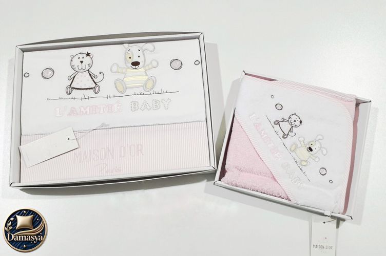 Детское Постельное белье Maison D`or Lamite Pink, Для девочки, Полуторный, На пуговицах, 100х150см, 100х170 см, 35х45см 2шт; 40х40см 1шт., 100% Хлопок, Принт для девочек, С вышивкой, Хлопок 100%, Фирменная упаковка, Турция