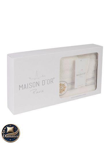 Рушник Maison D`or Elegance Marine Cream, Кремовий, Бавовна, Махрова, З вишивкою, Фірмова упаковка, Сет 4шт. 30х50см, Туреччина