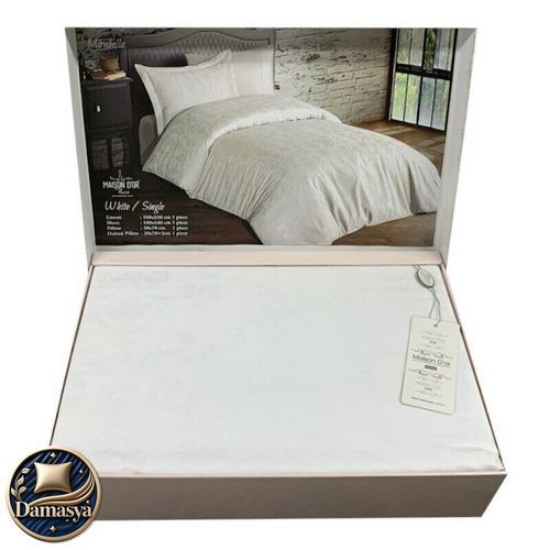 Постільна білизна Maison D`or Mirabella White, Універсальний, Сімейний, На ґудзиках, 160х220 см 2шт;, 240х260 см 1шт;, 50х70 см 4шт;, Сатин - Жаккард, Візерунки, Жакардові візерунки, Бавовна 100%, Фірмова упаковка, Туреччина