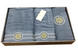 Комплект Полотенец Maison D`or Elegance Marine Blue, Голубой, Хлопок, Махровый, С вышивкой, Фирменная упаковка, Сет: полотенца 2шт. 50х100см, 70х140см + коврик для ног 50х90см, Турция