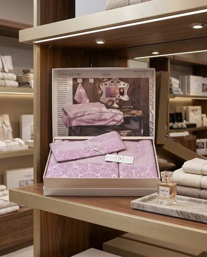 Комплект Рушників Maison D`or Rose Marin Set Lilac, Фіолетовий, Бамбук 50%, Бавовна 50%, Жакардові візерунки, Фірмова упаковка, Сет 3шт: 75х150см; 50х100см; 30х50см, Туреччина