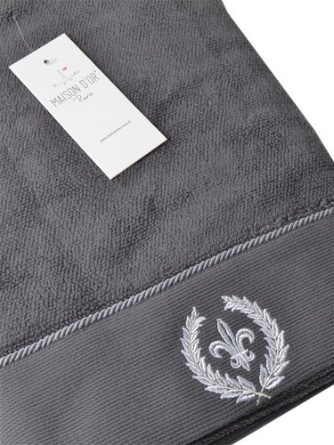 Полотенце Maison D`or Seymour Antracit, Серый, 85х150см, Хлопок, Махровый, С вышивкой, Фирменная упаковка, Турция