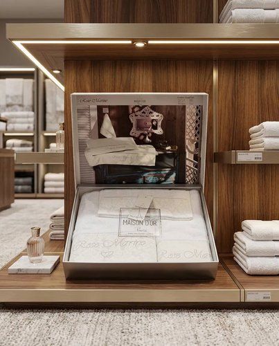 Комплект Рушників Maison D`or Rose Marin Set White, Білий, Бамбук 50%, Бавовна 50%, Жакардові візерунки, Фірмова упаковка, Сет 3шт: 75х150см; 50х100см; 30х50см, Туреччина