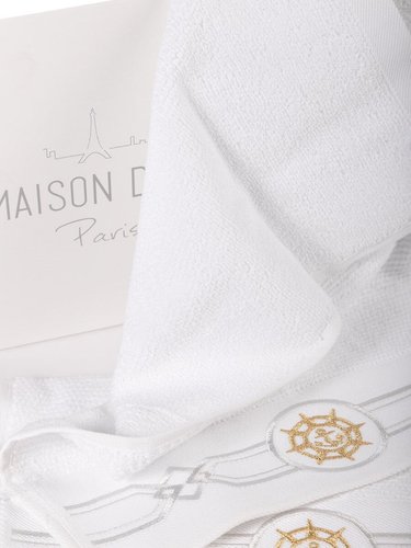 Полотенце Maison D`or Elegance Marine White, Белый, 85х150см, Хлопок, Махровый, С вышивкой, Фирменная упаковка, Турция