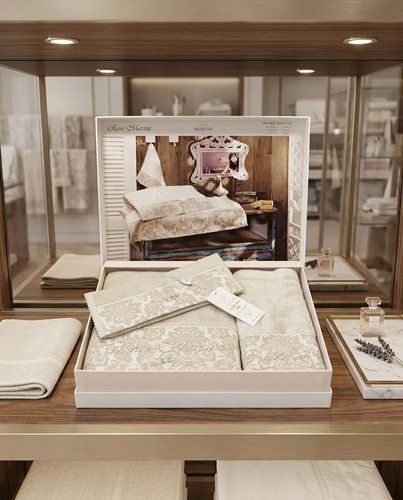 Комплект Рушників Maison D`or Rose Marin Set Dark Beige, Бежевий, Бамбук 50%, Бавовна 50%, Жакардові візерунки, Фірмова упаковка, Сет 3шт: 75х150см; 50х100см; 30х50см, Туреччина