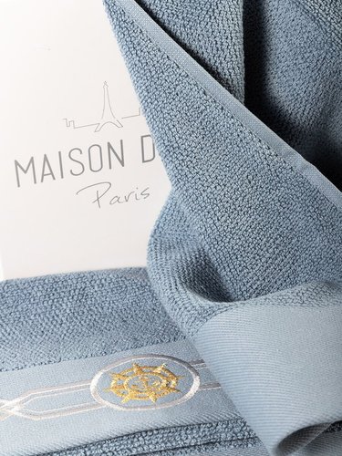 Полотенце Maison D`or Elegance Marine Light Blue, Голубой, 85х150см, Хлопок, Махровый, С вышивкой, Фирменная упаковка, Турция