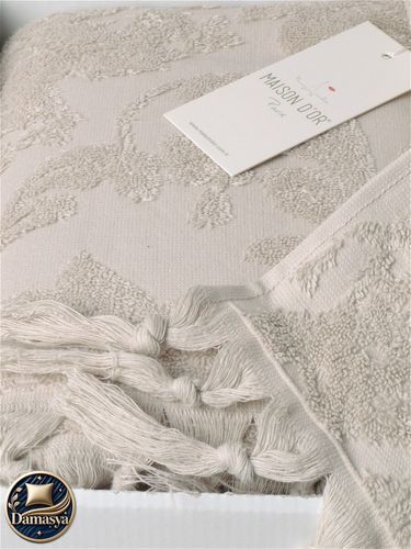 Комплект Рушників Maison D`or Sanda Beige, Бежевий, Бавовна, Махрова, Бахрома, Фірмова упаковка, Сет 2шт: 50х100см; 85х150см, Туреччина