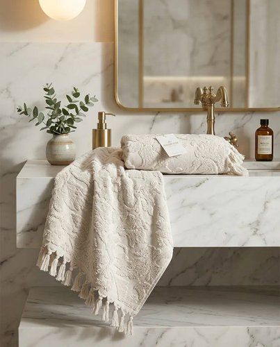 Комплект Рушників Maison D`or Sanda Beige, Бежевий, Бавовна, Махрова, Бахрома, Фірмова упаковка, Сет 2шт: 50х100см; 85х150см, Туреччина