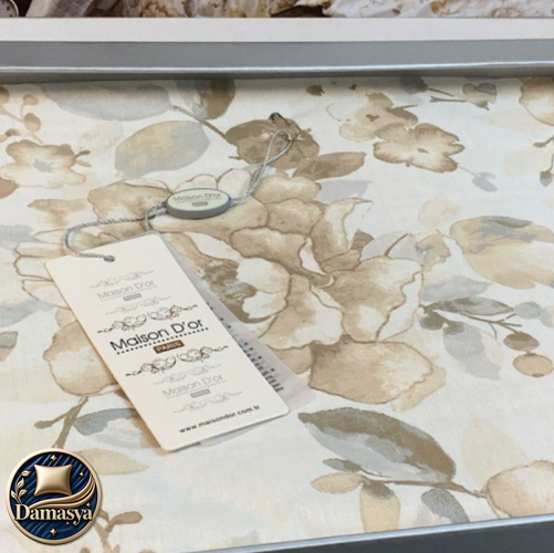 Постельное белье Maison D`or Le Rose Beige, Для женщины, Европейский, На пуговицах, 200х220 см 1шт;, 240х260 см 1шт;, 50х70 см 4шт;, Ранфорс, Композиция из цветов, Принт, Хлопок 100%, Фирменная упаковка, Турция