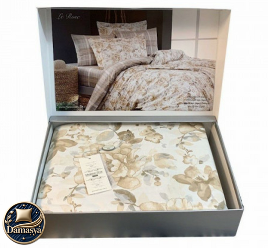 Постельное белье Maison D`or Le Rose Beige, Для женщины, Европейский, На пуговицах, 200х220 см 1шт;, 240х260 см 1шт;, 50х70 см 4шт;, Ранфорс, Композиция из цветов, Принт, Хлопок 100%, Фирменная упаковка, Турция