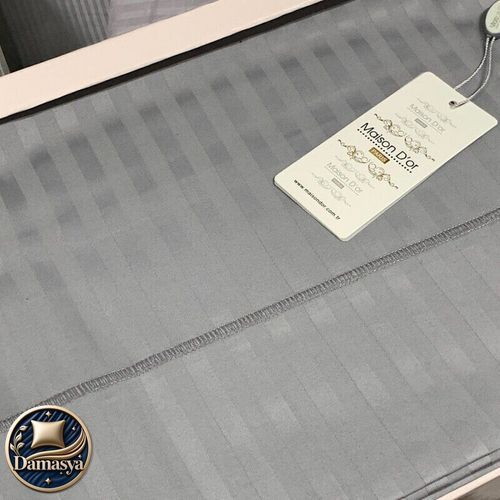 Постельное белье Maison D'or New Rails Gray, Универсальный, Европейский, На пуговицах, 200х220 см 1шт;, 240х260 см 1шт;, 50х70 см 4шт;, Сатин - Страйп, Полосы, Жаккардовые узоры, Хлопок 100%, Фирменная упаковка, Турция