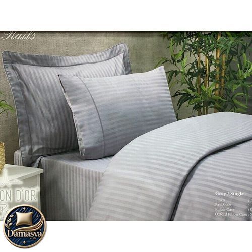 Постельное белье Maison D'or New Rails Gray, Универсальный, Европейский, На пуговицах, 200х220 см 1шт;, 240х260 см 1шт;, 50х70 см 4шт;, Сатин - Страйп, Полосы, Жаккардовые узоры, Хлопок 100%, Фирменная упаковка, Турция