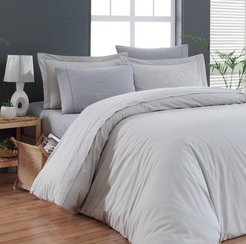 Комплект Постільної білизни Maison D`or Lines Stripes Beige , Універсальний, Європейський, На ґудзиках, 200х220 см 1шт;, 240х260 см 1шт;, 50х70 см 4шт;, 100% Бавовна, Смуги, Фірмова упаковка, Туреччина